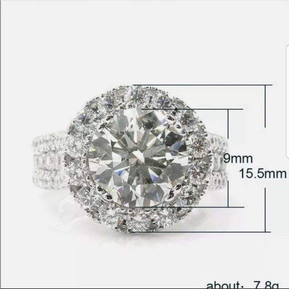 NEW 925 SILVER  ROUND DIAMOND HALO RING💍 - Picture 4 of 6